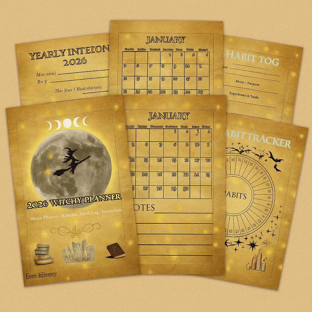 2026 Witchy Planner Printable – Spell Log, Moon Phases (instant ...