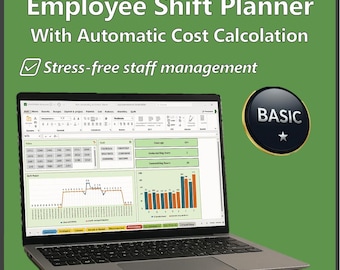 Shift Planner Excel Vers. Basic | Staff Scheduling | Cost Calculator | Coverage | Vacation Tracker | 40 employee | User man. Italian-English