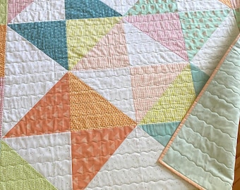 Custom Star Baby Quilt – Handmade Heirloom Nursery Bedding 40x40