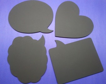 Set of 4 chalkboard props save the date, party, birthday, speech bubble, thought, bubbles, bulletin board,