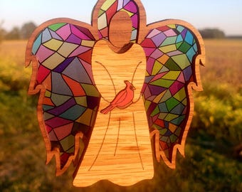 Angel Ornament Stained Glass Look acrylic, Christmas, Christmas Tree ornaments, Black Angel, African American, Jesus, Holiday,  Nativity