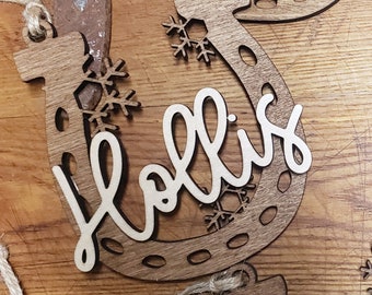 Custom Personalized  Horseshoe Ornament,  Horseshoe Shoe, Show, Christmas,  Western, English, Saddleback, Arabian, Quarter horse, 4H, Gift