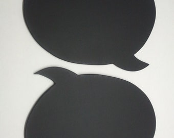 2 chalkboard Speech Bubbles Photo booth props Oval double sided wedding  chalk board