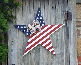 American Flag Star door hanger wreath Patriotic 4th of July Memorial day