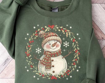 Cute Snowman Christmas Sweatshirt,Winter Season Funny Floral Snowman Sweatshirt, Xmas Season T-Shirt, Retro Snowman Tee,Christmas Women Gift