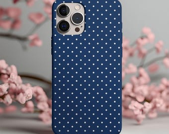 Navy Polka Dot Phone Case: Retro for iPhone, Samsung, Pixel (MagSafe Optional)