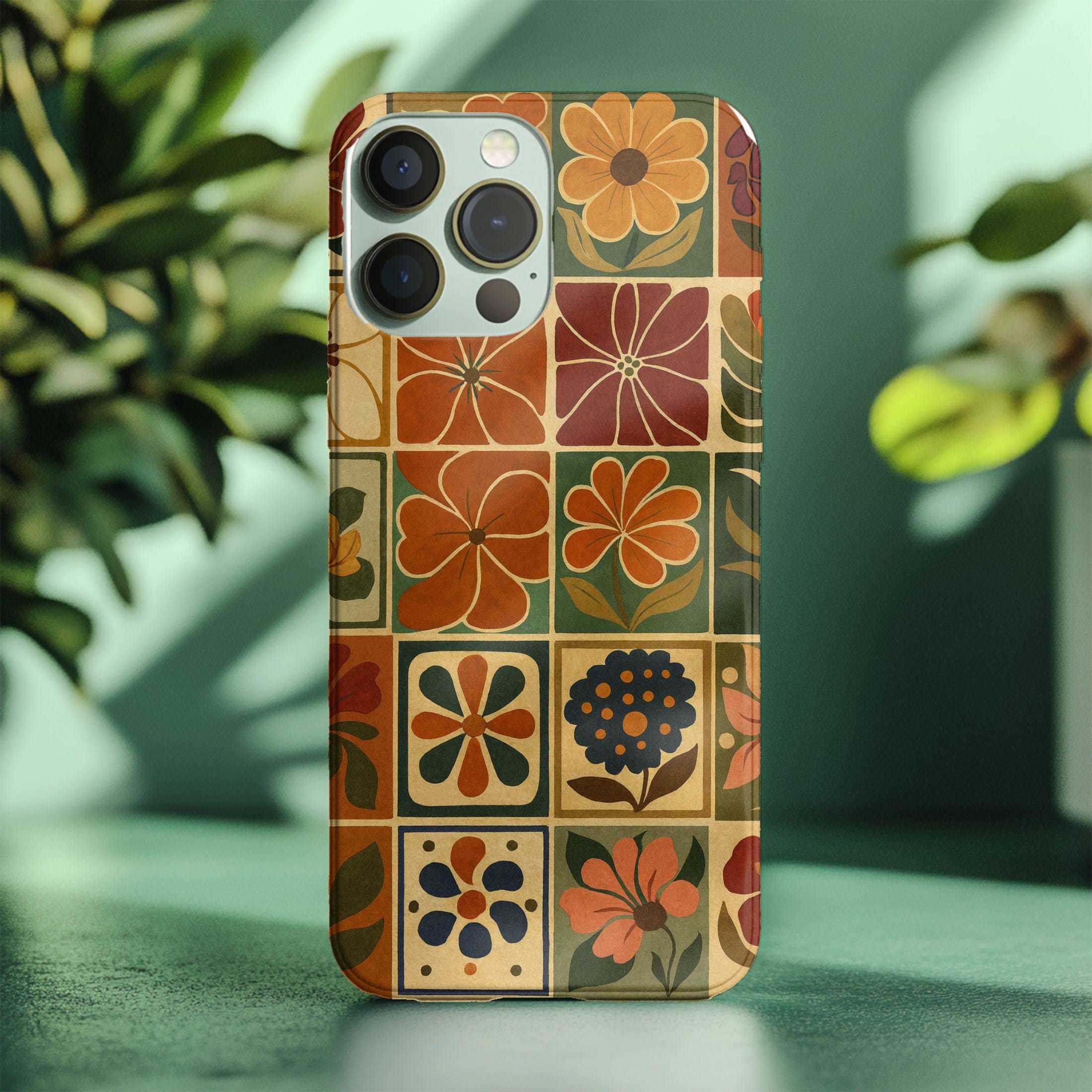 Tile Phone Case Vintage Floral Tile Phone Case | Retro Botanical Design - Etsy
