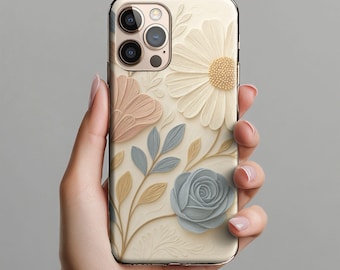 Funda para teléfono con flores silvestres y papel filigranado: Funda MagSafe con diseño floral bohemio
