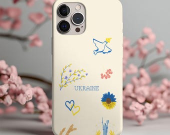 Coque pour téléphone d'assistance ukrainienne, support avec motif ukrainien, symboles de paix bleus jaunes, fierté de l'Ukraine, coque Samsung pour iPhone