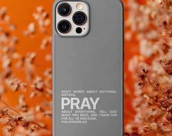 Pray Bible Verse Phone Case, Christian Minimalist Design