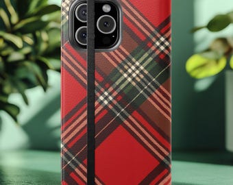Red Tartan Plaid Phone Case | Holiday Checkered iPhone & Samsung Cover