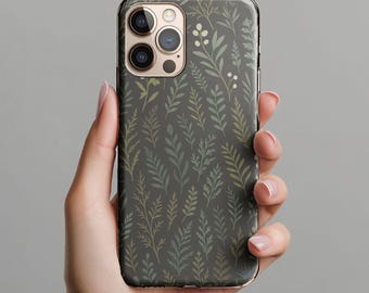 Green Fern Botanical Phone Case: Vintage Wildflower Garden Design