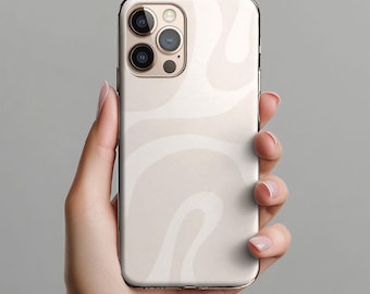 Abstract Minimal Phone Case, Neutral Beige Wavy Pattern, Modern Aesthetic Case for iPhone & Samsung