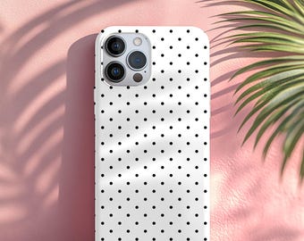 White Polka Dot Phone Case, Retro Monogram Initials iPhone & Samsung Models