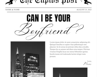 Modèle de proposition de journal modifiable : Cupid's Post, design noir et blanc (téléchargement numérique