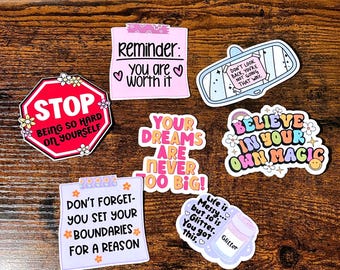 7 Positive Sticker Bundle - Glansigt motivationsdekal i vinyl