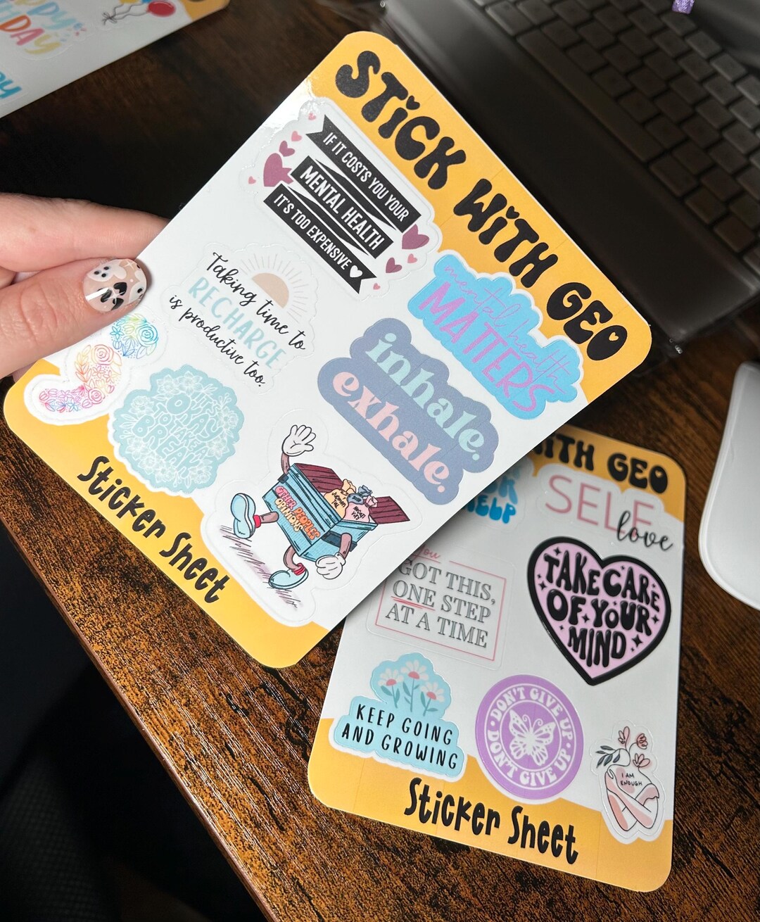 Two Self Care Sticker Sheet | Mental Health Stickers | Positive ...