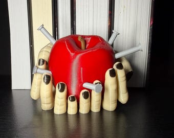 Dark Romance Apfel Dekor | Gothic Bücherregal Dekor | Gruseliger Regalakzent | Dark Academia Dekor | 3D Gedrucktes Bücher Dekor