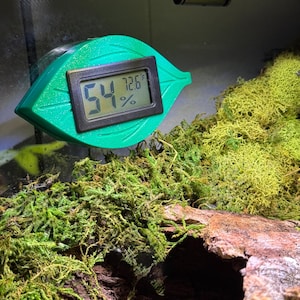 Magnetic Reptile Hygrometer Holder | Tropical Leaf Thermometer Gauge Mount