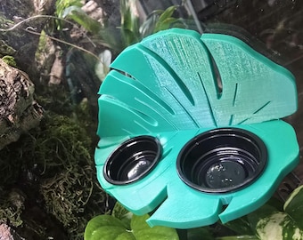 Magnetic Monstera Leaf Feeding Ledge for Reptiles | Single or Multipack
