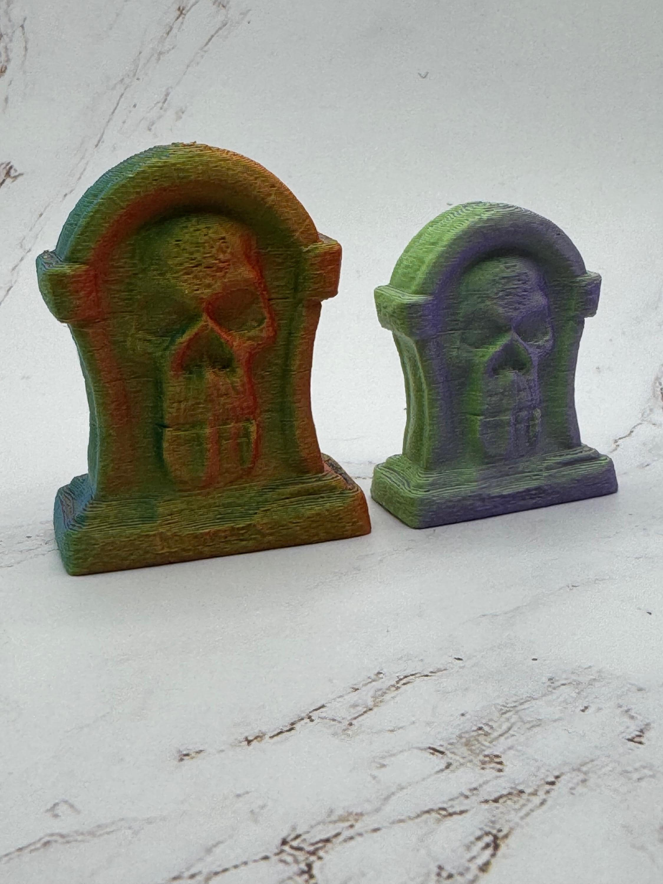 3D Printed Skull Tombstone Decor | Reptile & Tarantula Enclosure Decoration | Terrarium Halloween Prop - Image 1