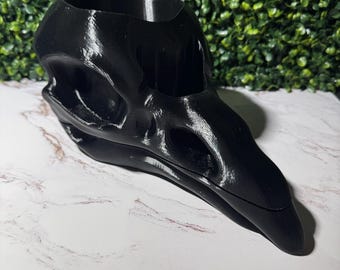 Raven Skull Planter w/ Drip Tray
