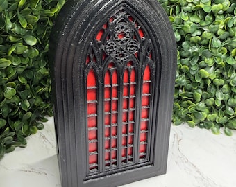 Magnetic Reptile Hide | Gothic Window Gecko Hide | Arboreal Hide for Crested Geckos & Spiders | Magnetic Terrarium Decor