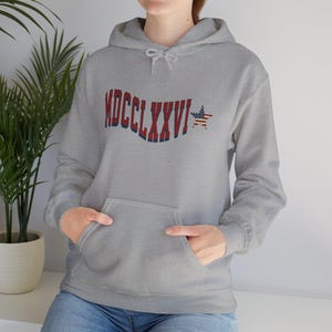 1776 (MDCCLXXVI) USA Hoodie: American Flag Pullover Sweatshirt
