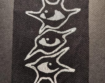 Linocut 3 Eyes Patch: Handmade Cotton Fabric Applique