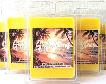 Sunset Wax Melts, Golden Hour, Tropical Glowing Scent, Buttercream and Hawaiian Jasmine