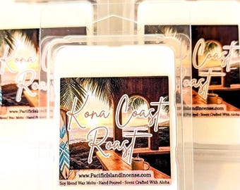 Coffee Wax Melts, Kona Coast Roast, Tropical Coconut Scent, Handcrafted Fragrance