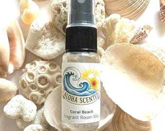 Coral Beach Room Spray, Tropical Linen Mist, Sea Salt & Driftwood