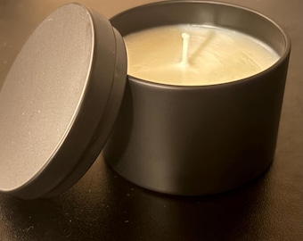Rose Noir Soy Candle - Hand Poured, Matte Black Tin
