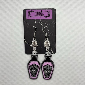 Gift Flasche Ohrringe- Gothic Schädel Schmuck, gruselige Witchy Ohrringe, Halloween Accessoires