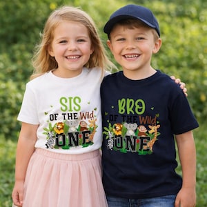 Conjunto de camisa de cumpleaños Wild ONE • Conjuntos para hermanos de safari en la jungla