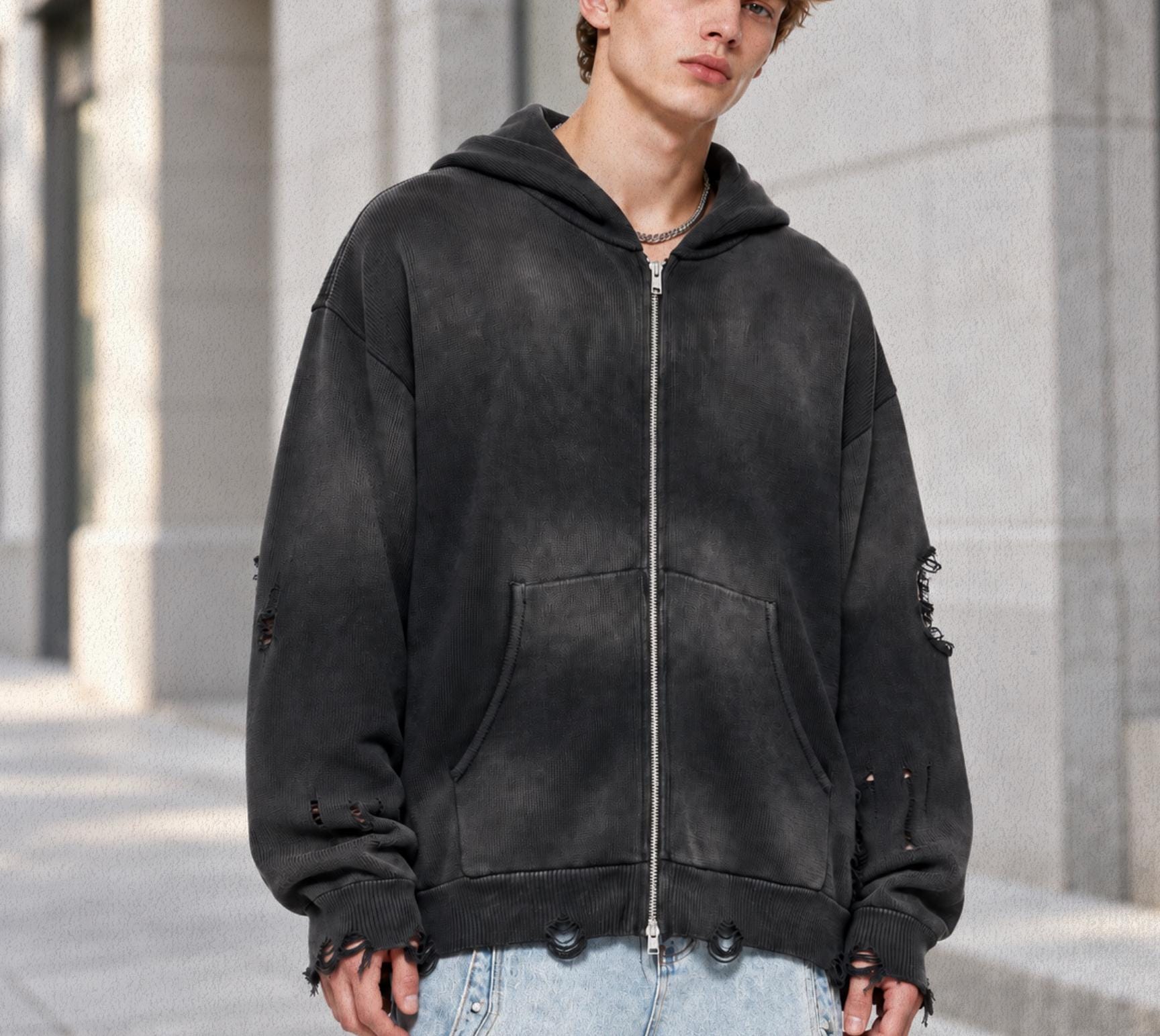 Gray Zip up Hoodie Vintage - Etsy