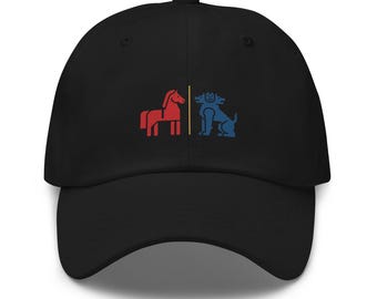 Red Team Blue Team Hat | Trojan vs Cerberus | Myth-Tech Bestiary | Greek Mythology Meets Cybersecurity Dad Cap