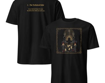 Tech Horror Codex: I — The Technical Debt | Gold on Black T-Shirt | Software Engineer Gift | Developer Tarot