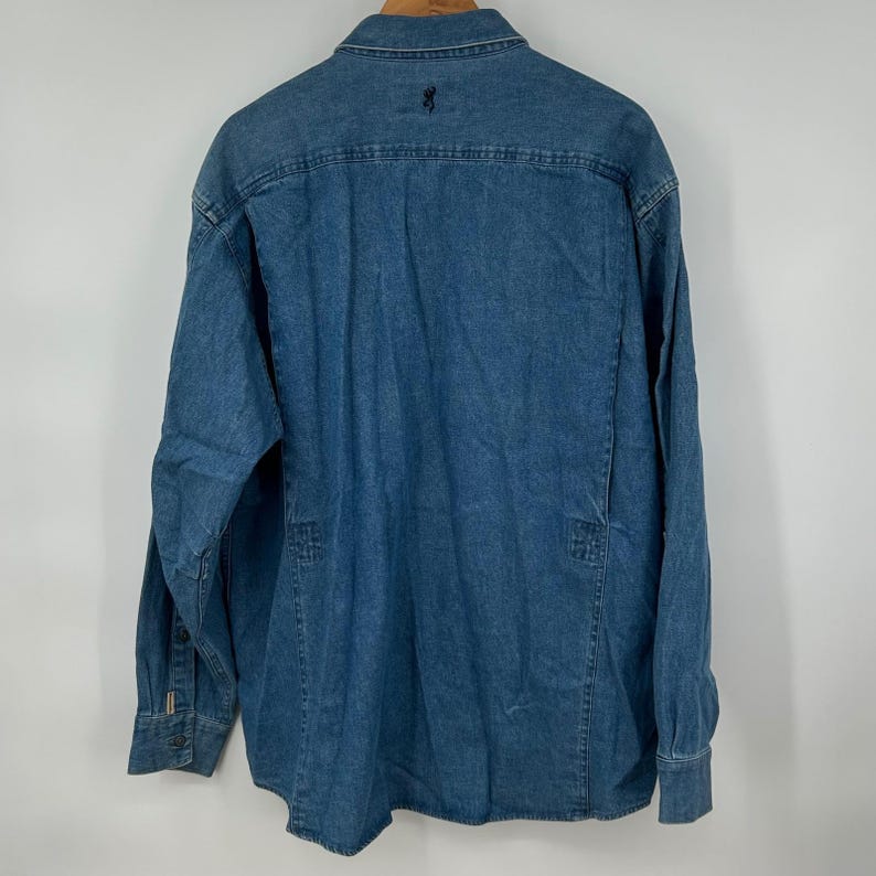 Browning Mens Denim Shirt XL Blue Embroidered Buck Long Sleeve Western Gorpcore image 12
