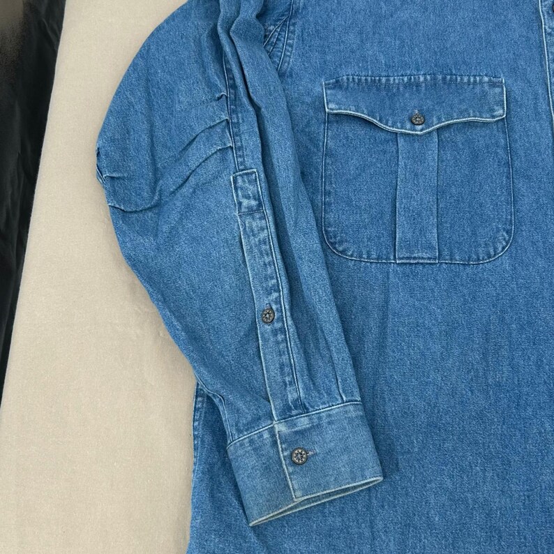 Browning Mens Denim Shirt XL Blue Embroidered Buck Long Sleeve Western Gorpcore image 4