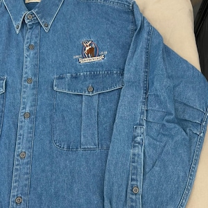 Browning Mens Denim Shirt XL Blue Embroidered Buck Long Sleeve Western Gorpcore image 5