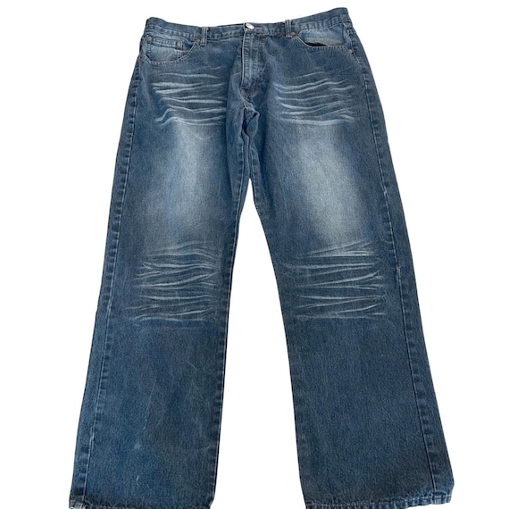 Brooklyn Xpress Jeans Mens 40 Blue Embroidered Pocket Relaxed Y2K