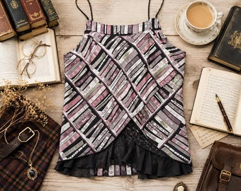 Xu Hong Chou Book Print Camisole XL Pink Black Literary Dark Academia Top
