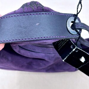 Couture Donald J Pliner Hobo Crescent Bag Small Purple Suede Studded Purse Italy image 11