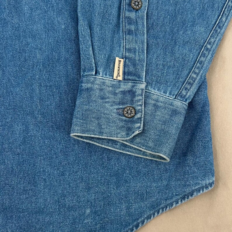 Browning Mens Denim Shirt XL Blue Embroidered Buck Long Sleeve Western Gorpcore image 6