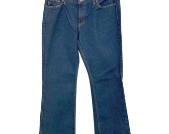 Jean Jordache bootcut femme 17/18 long bleu foncé délavé taille basse Y2K Western