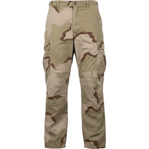 Unicor Cargohose für Herren, mittellang, hellbraun, Wüstentarnmuster, Ripstop-Ripstop-Gewebe, 90er-Jahre-Militär-Vintage