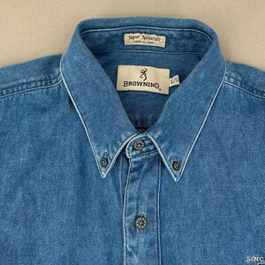 Browning Mens Denim Shirt XL Blue Embroidered Buck Long Sleeve Western Gorpcore image 8