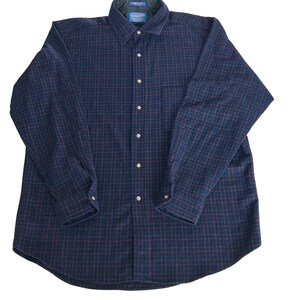 Pendleton Wool Flannel Shirt Mens L Blue Red Plaid Board Shirt Vintage Americana image 2