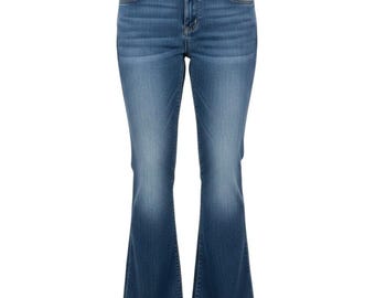 Calça jeans flare feminina l.e.i. Sophia, tamanho 15, azul, lavagem média, estilo retrô Y2K